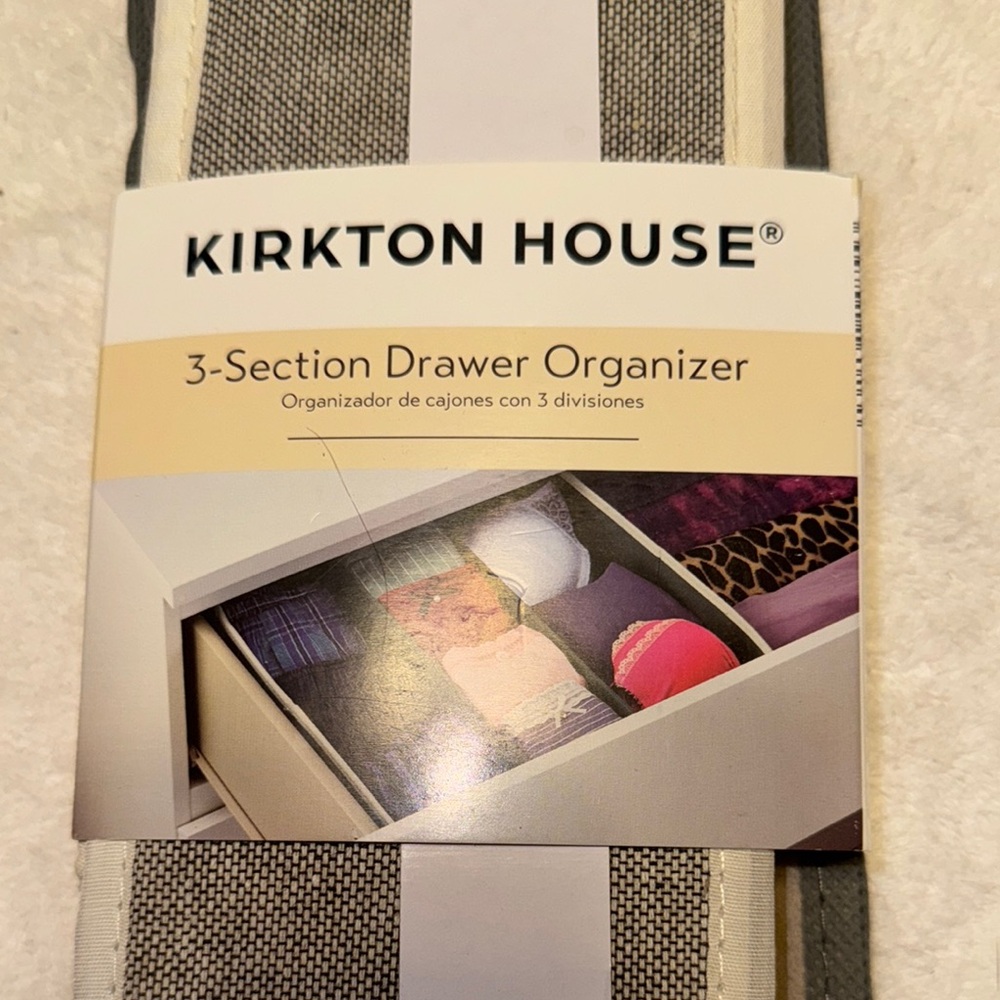 Gray and White 3-Section Drawer Organizer